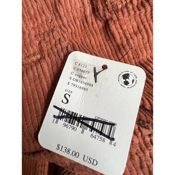 Free People Tahiti Cord Cargo Pants Pull On Drawstring Waist Size Small Orange - Picture 9 of 9